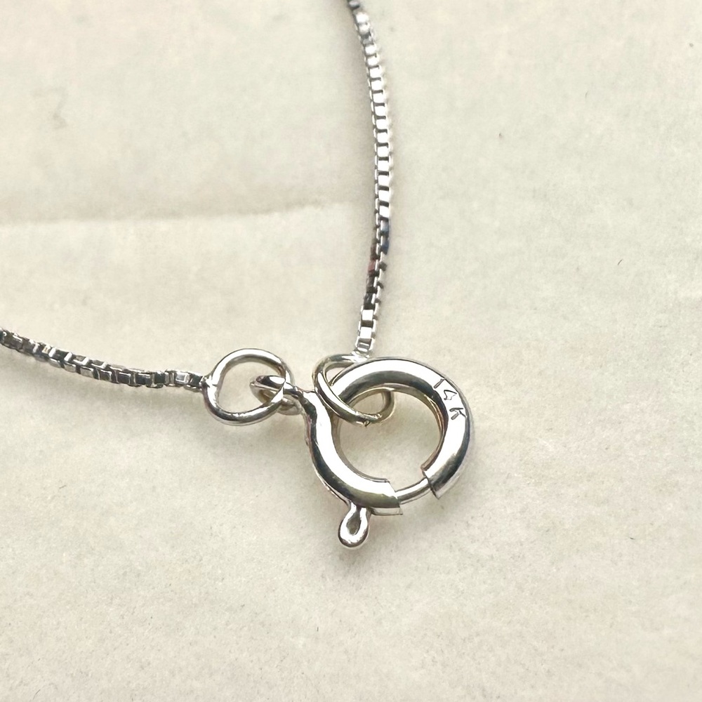 14k White Gold Necklace S Curve Diamond Necklace Stamped on Clasp Artsy Gift - Picture 5 of 6